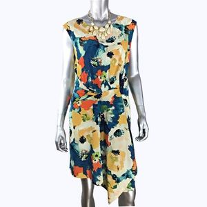 Jaycee Faux Wrap Watercolor Drape Dress